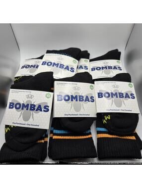7 Pairs Bombas Calf Socks Honeycomb Arch Support - XS - BLACK/MULTICOLOR